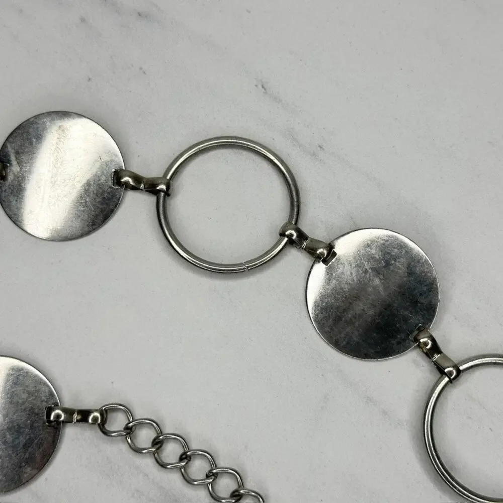 Silver Tone Disc Chain Link Belt One Size (OS) ✨